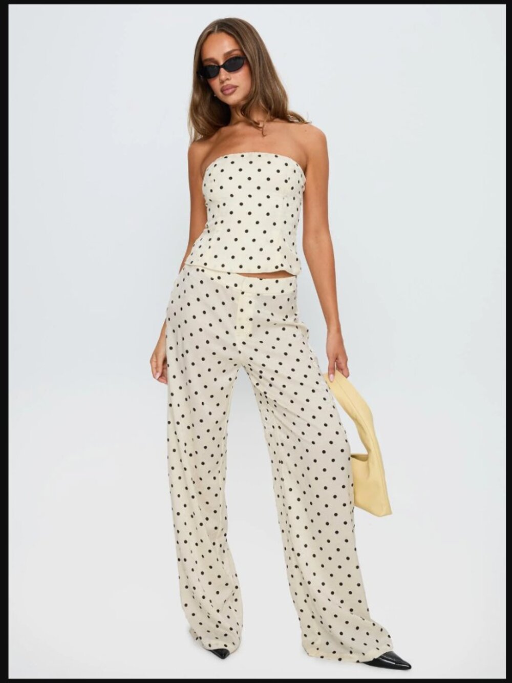 Princess Polly Powdered Sugar Polka Dot Strapless Top Wide Leg Pants Set $78.00 - Picture 9 of 16